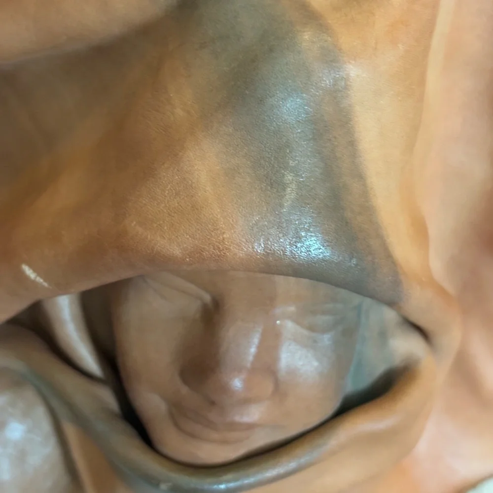 VTG Sculpted Leather Wall Art Hooded Woman Face Sculpture Signed G. Binst 14”X9” - Picture 5 of 16